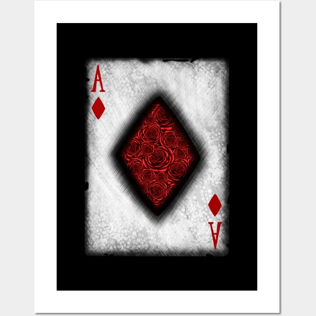 Ace of Diamonds with Roses Wall Art by DeneboArt